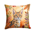 Serengeti Cat in Fall Leaves Decorative Throw Pillow 14x14 Indoor Outdoor Accent Cushion, Fabric Cover with Insert for Sofa, Bed, Porch & Living Room