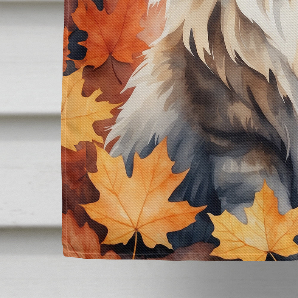 Siberian Cat in Fall Leaves House Flag 28x40 Porch Sleeve Pole Decorative Outside Yard Banner Artwork Wall Hanging, Polyester