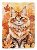 Skookum Cat in Fall Leaves House Flag 28x40 Porch Sleeve Pole Decorative Outside Yard Banner Artwork Wall Hanging, Polyester