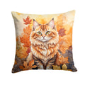 Skookum Cat in Fall Leaves Decorative Throw Pillow 14x14 Indoor Outdoor Accent Cushion, Fabric Cover with Insert for Sofa, Bed, Porch & Living Room