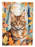 Sokoke Cat in Fall Leaves House Flag 28x40 Porch Sleeve Pole Decorative Outside Yard Banner Artwork Wall Hanging, Polyester