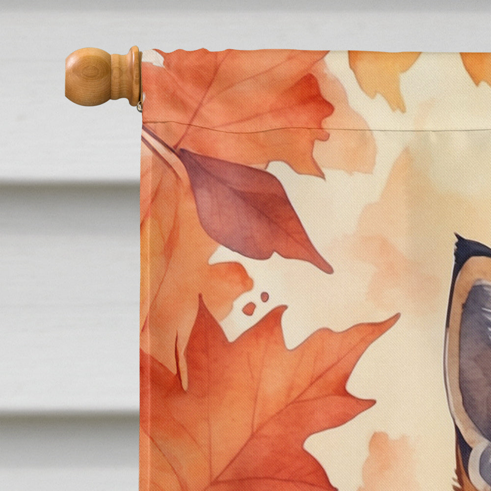 Somali Cat in Fall Leaves House Flag 28x40 Porch Sleeve Pole Decorative Outside Yard Banner Artwork Wall Hanging, Polyester