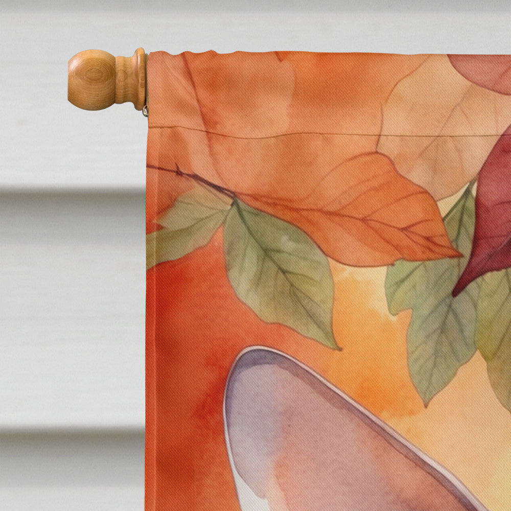 Sphynx Cat in Fall Leaves House Flag 28x40 Porch Sleeve Pole Decorative Outside Yard Banner Artwork Wall Hanging, Polyester