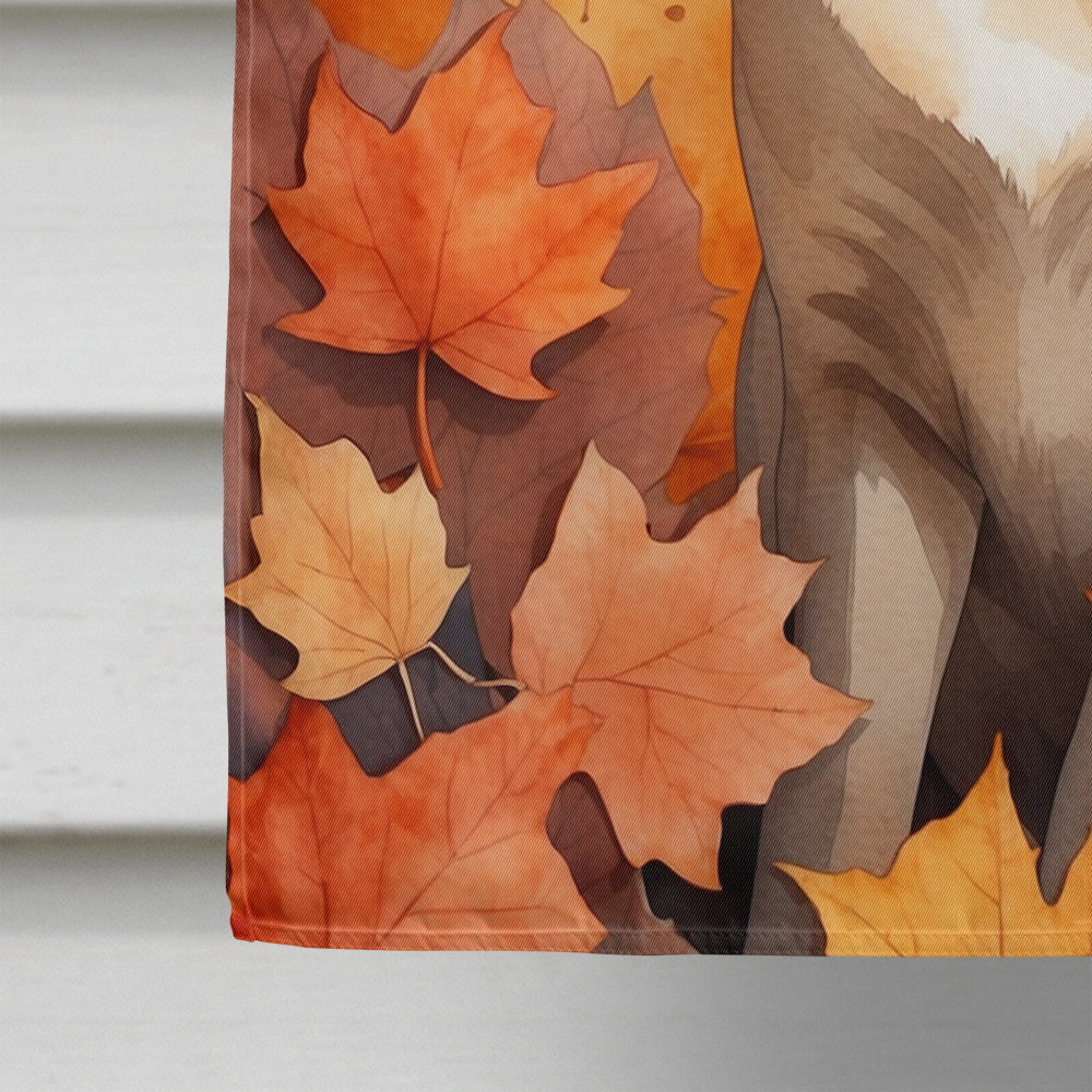 Tonkinese Cat in Fall Leaves House Flag 28x40 Porch Sleeve Pole Decorative Outside Yard Banner Artwork Wall Hanging, Polyester