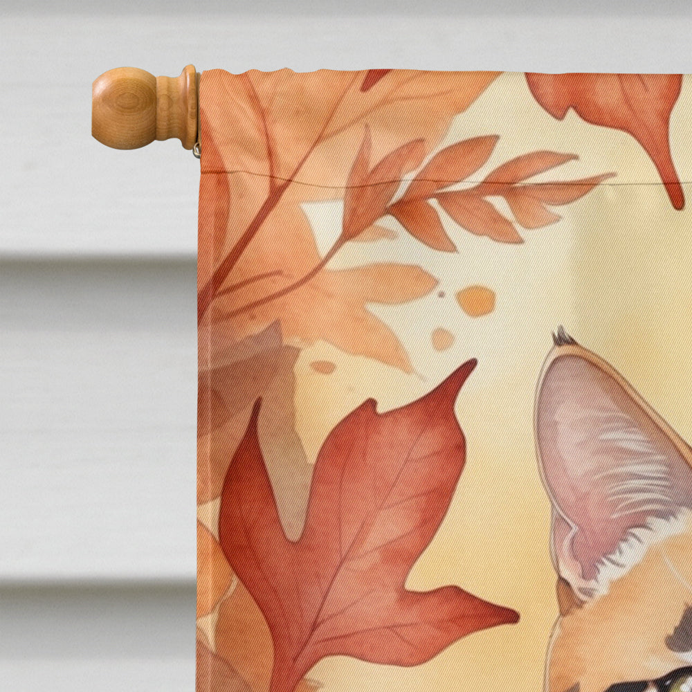 Toyger Cat in Fall Leaves House Flag 28x40 Porch Sleeve Pole Decorative Outside Yard Banner Artwork Wall Hanging, Polyester