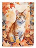 Ural Rex Cat in Fall Leaves House Flag 28x40 Porch Sleeve Pole Decorative Outside Yard Banner Artwork Wall Hanging, Polyester