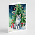 Aegean Cat By the Christmas Tree Greeting Cards Pack of 8 Blank Cards with Envelopes Whimsical A7 Size 5x7