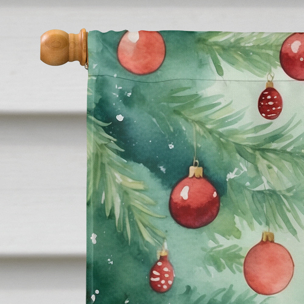 Australian Mist Cat By the Christmas Tree House Flag 28x40 Porch Sleeve Pole Decorative Outside Yard Banner Artwork Wall Hanging, Polyester