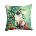 Birman Cat By the Christmas Tree Decorative Throw Pillow 18x18 Indoor Outdoor Accent Cushion, Fabric Cover with Insert for Sofa, Bed, Porch & Living Room