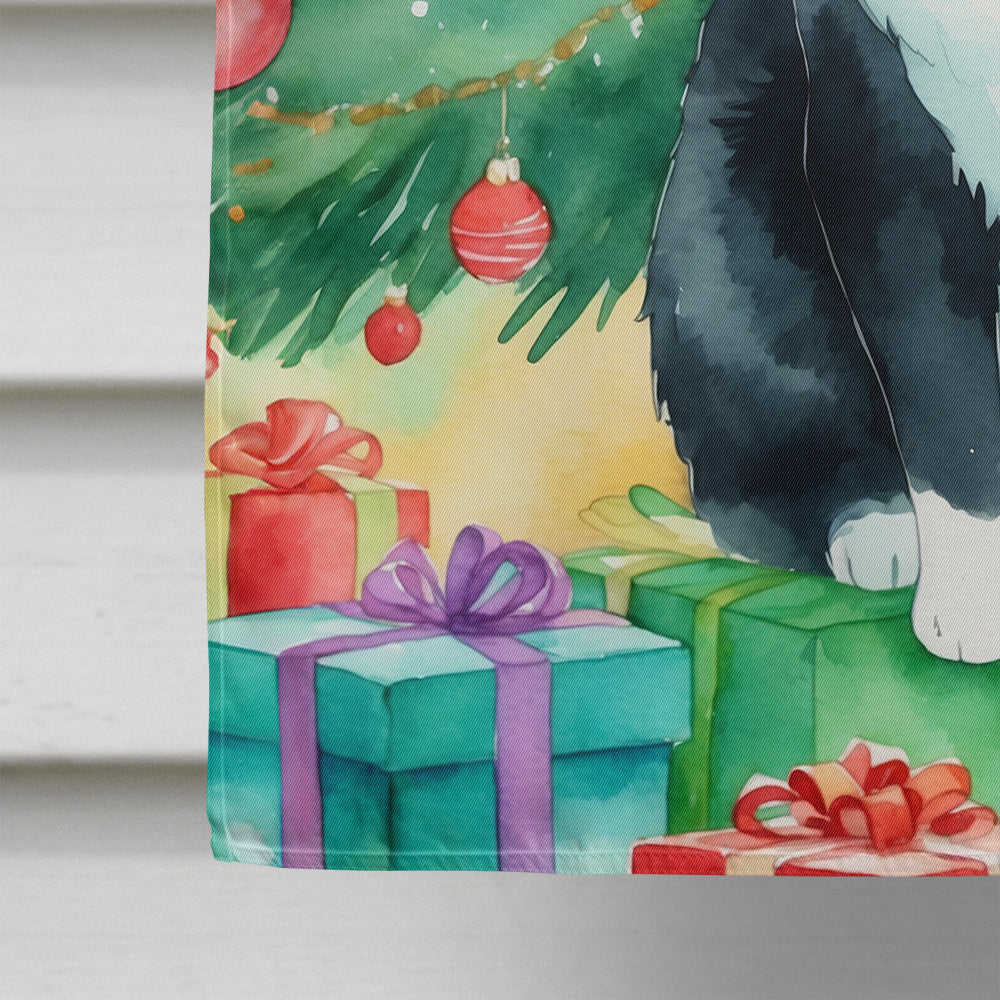 Chantilly Tiffany Cat By the Christmas Tree House Flag 28x40 Porch Sleeve Pole Decorative Outside Yard Banner Artwork Wall Hanging, Polyester