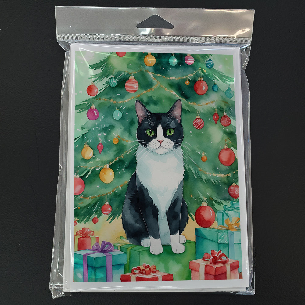 Chantilly Tiffany Cat By the Christmas Tree Greeting Cards Pack of 8 Blank Cards with Envelopes Whimsical A7 Size 5x7