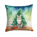 Dwelf Cat By the Christmas Tree Decorative Throw Pillow 18x18 Indoor Outdoor Accent Cushion, Fabric Cover with Insert for Sofa, Bed, Porch & Living Room