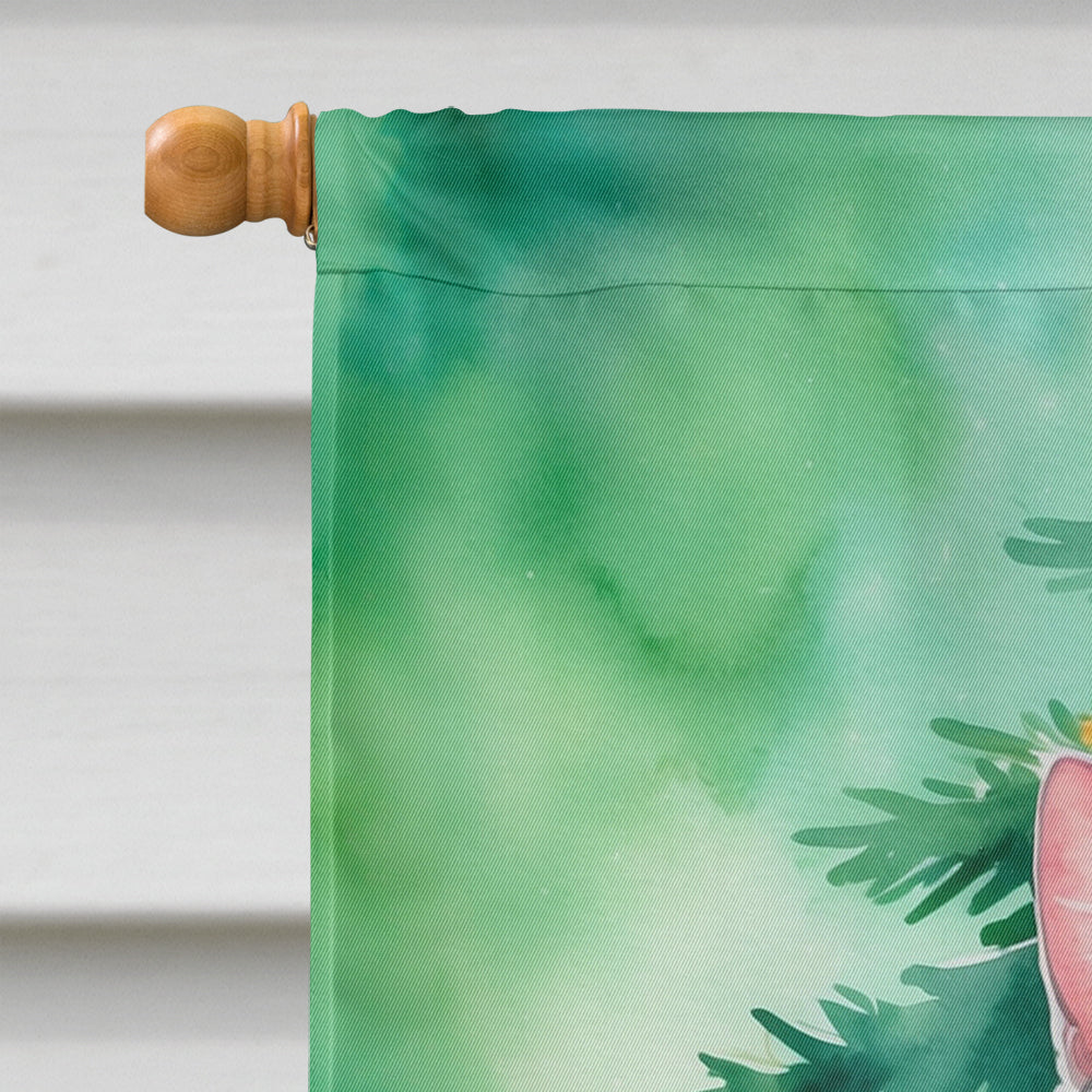 Foldex Exotic Fold Cat By the Christmas Tree House Flag 28x40 Porch Sleeve Pole Decorative Outside Yard Banner Artwork Wall Hanging, Polyester