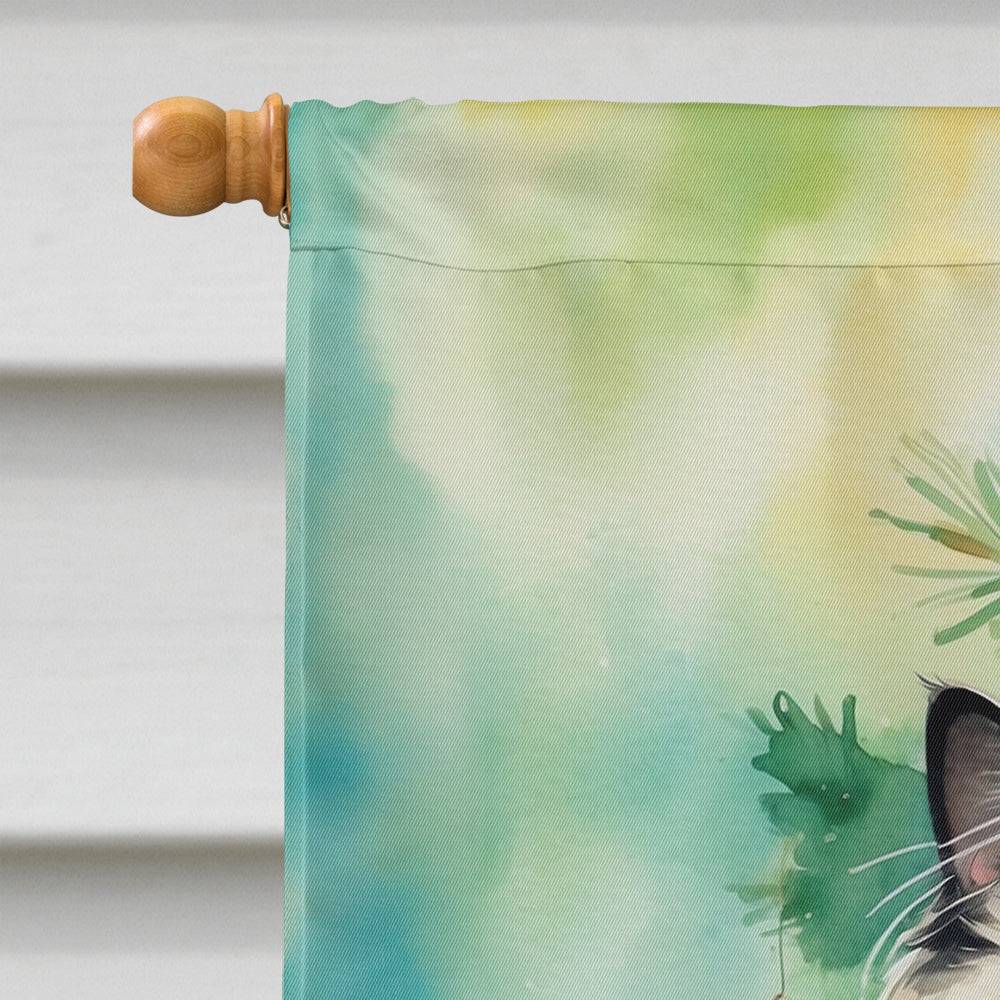 Himalayan Cat By the Christmas Tree House Flag 28x40 Porch Sleeve Pole Decorative Outside Yard Banner Artwork Wall Hanging, Polyester