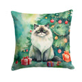 Himalayan Cat By the Christmas Tree Decorative Throw Pillow 18x18 Indoor Outdoor Accent Cushion, Fabric Cover with Insert for Sofa, Bed, Porch & Living Room