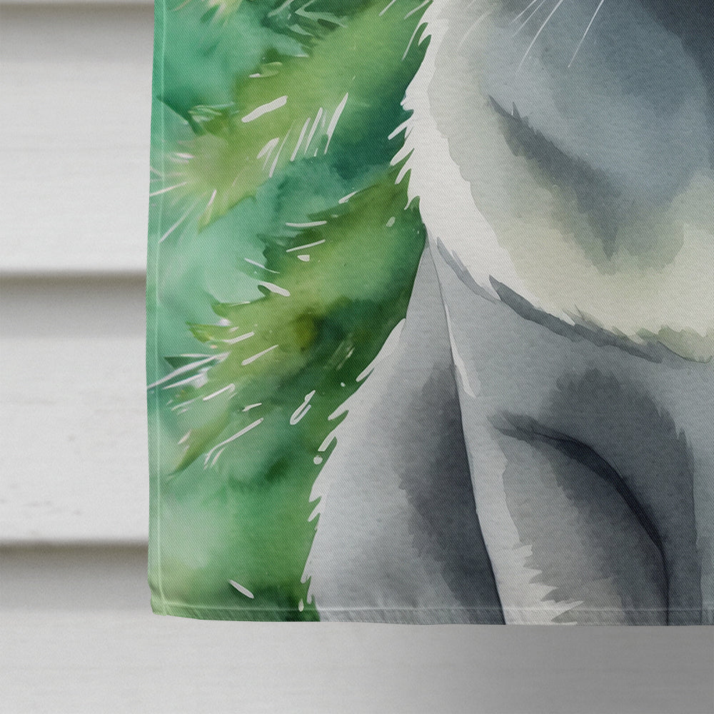 Korat Cat By the Christmas Tree House Flag 28x40 Porch Sleeve Pole Decorative Outside Yard Banner Artwork Wall Hanging, Polyester