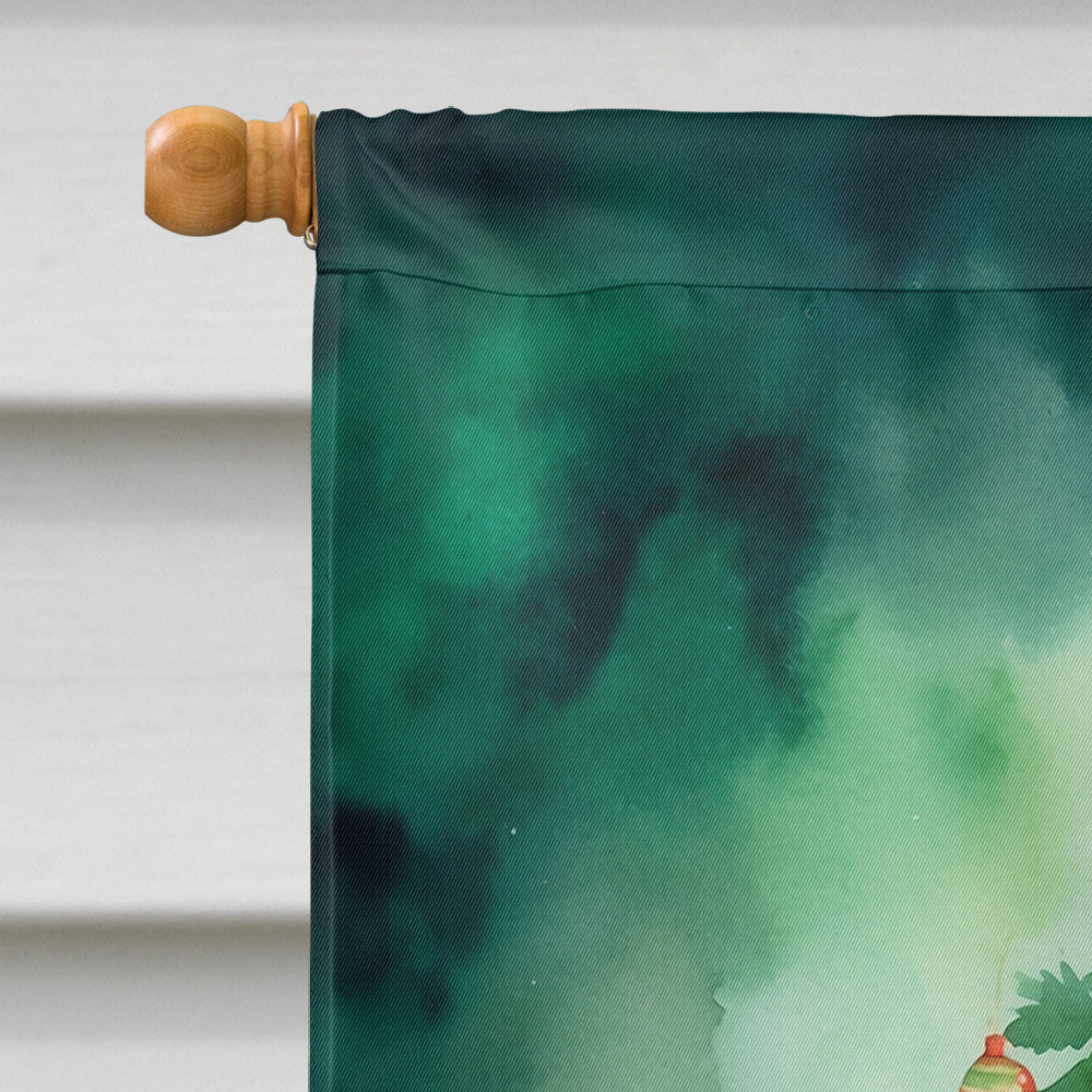 La Perm Cat By the Christmas Tree House Flag 28x40 Porch Sleeve Pole Decorative Outside Yard Banner Artwork Wall Hanging, Polyester