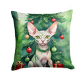 Minskin Cat By the Christmas Tree Decorative Throw Pillow 18x18 Indoor Outdoor Accent Cushion, Fabric Cover with Insert for Sofa, Bed, Porch & Living Room