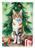Owyhee Bob Cat By the Christmas Tree House Flag 28x40 Porch Sleeve Pole Decorative Outside Yard Banner Artwork Wall Hanging, Polyester