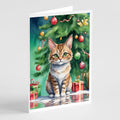 Pixie Bob Cat By the Christmas Tree Greeting Cards Pack of 8 Blank Cards with Envelopes Whimsical A7 Size 5x7