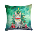 Raas Cat By the Christmas Tree Decorative Throw Pillow 18x18 Indoor Outdoor Accent Cushion, Fabric Cover with Insert for Sofa, Bed, Porch & Living Room