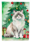 Ragdoll Cat By the Christmas Tree House Flag 28x40 Porch Sleeve Pole Decorative Outside Yard Banner Artwork Wall Hanging, Polyester
