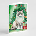 Ragdoll Cat By the Christmas Tree Greeting Cards Pack of 8 Blank Cards with Envelopes Whimsical A7 Size 5x7