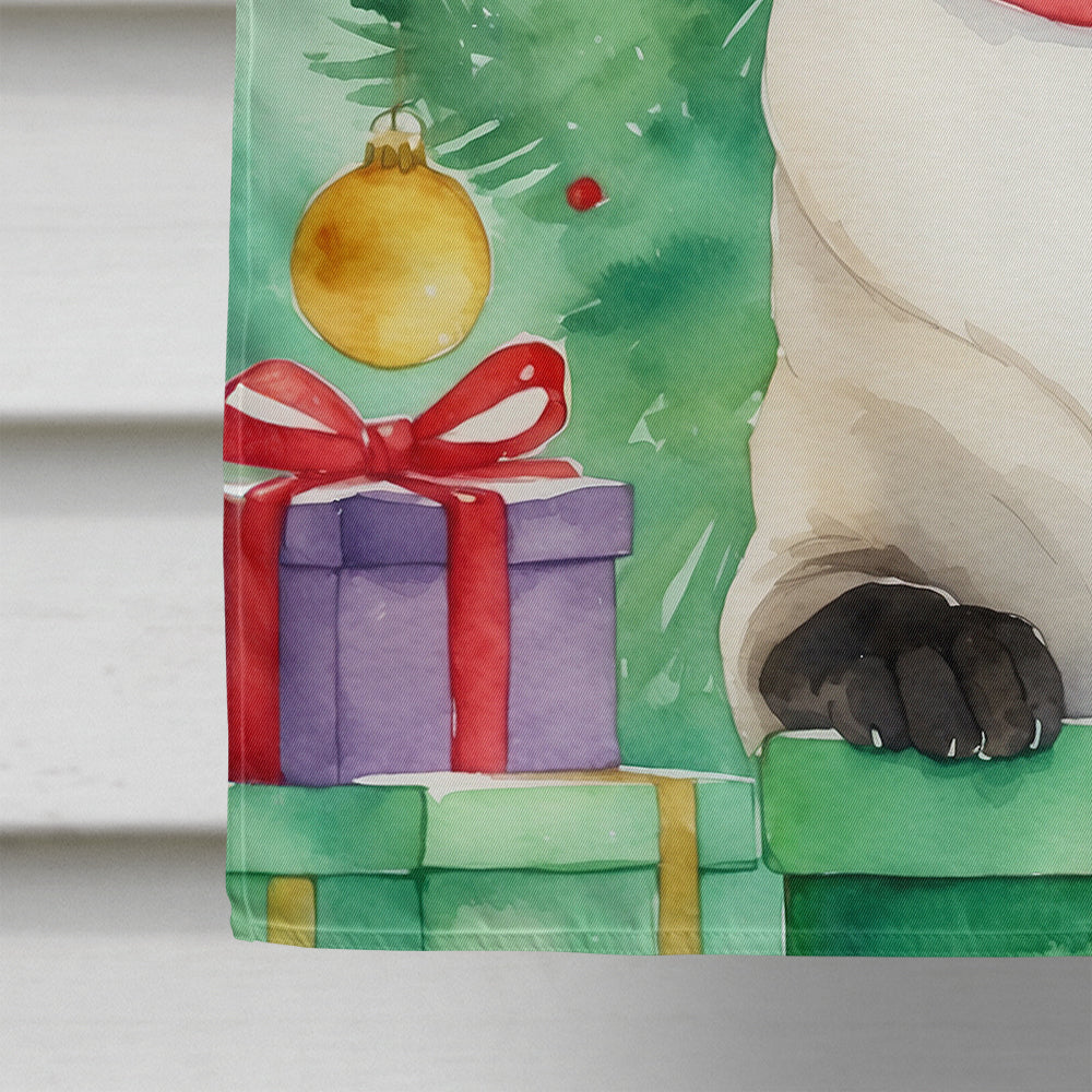 Siamese Cat By the Christmas Tree House Flag 28x40 Porch Sleeve Pole Decorative Outside Yard Banner Artwork Wall Hanging, Polyester