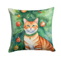 Suphalak Cat By the Christmas Tree Decorative Throw Pillow 14x14 Indoor Outdoor Accent Cushion, Fabric Cover with Insert for Sofa, Bed, Porch & Living Room
