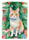 Ural Rex Cat By the Christmas Tree House Flag 28x40 Porch Sleeve Pole Decorative Outside Yard Banner Artwork Wall Hanging, Polyester