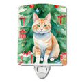 Ural Rex Cat By the Christmas Tree Ceramic Night Light Compact, UL-Certified, Ideal for Bedroom, Bathroom, Nursery, Hallway, Kitchen, 6x4x3, Multicolor