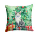 Ural Rex Cat By the Christmas Tree Decorative Throw Pillow 14x14 Indoor Outdoor Accent Cushion, Fabric Cover with Insert for Sofa, Bed, Porch & Living Room