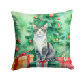 Ural Rex Cat By the Christmas Tree Decorative Throw Pillow 18x18 Indoor Outdoor Accent Cushion, Fabric Cover with Insert for Sofa, Bed, Porch & Living Room