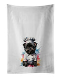 Affenpinscher Chef Kitchen Towel Set of 2 White Dish Towels Decorative Bathroom Hand towel for Hand, Face, Hair, Yoga, Tea, Dishcloth, 19 X 28", White