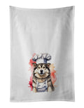 Alaskan Malamute Chef Kitchen Towel Set of 2 White Dish Towels Decorative Bathroom Hand towel for Hand, Face, Hair, Yoga, Tea, Dishcloth, 19 X 28", White
