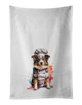 Australian Shepherd Chef Kitchen Towel Set of 2 White Dish Towels Decorative Bathroom Hand towel for Hand, Face, Hair, Yoga, Tea, Dishcloth, 19 X 28", White
