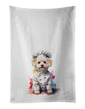 Bichon Frise Chef Kitchen Towel Set of 2 White Dish Towels Decorative Bathroom Hand towel for Hand, Face, Hair, Yoga, Tea, Dishcloth, 19 X 28", White