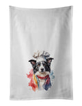 Border Collie Chef Kitchen Towel Set of 2 White Dish Towels Decorative Bathroom Hand towel for Hand, Face, Hair, Yoga, Tea, Dishcloth, 19 X 28", White