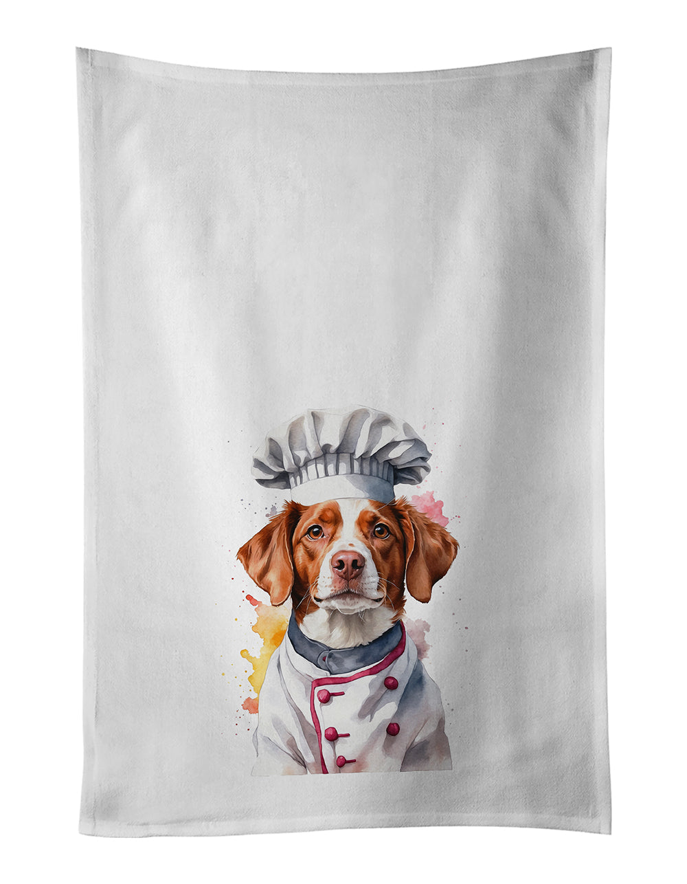 Brittany Chef Kitchen Towel Set of 2 White Dish Towels Decorative Bathroom Hand towel for Hand, Face, Hair, Yoga, Tea, Dishcloth, 19 X 28", White