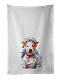 Bull Terrier Chef Kitchen Towel Set of 2 White Dish Towels Decorative Bathroom Hand towel for Hand, Face, Hair, Yoga, Tea, Dishcloth, 19 X 28", White