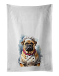 Bullmastiff Chef Kitchen Towel Set of 2 White Dish Towels Decorative Bathroom Hand towel for Hand, Face, Hair, Yoga, Tea, Dishcloth, 19 X 28", White