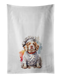 Clumber Spaniel Chef Kitchen Towel Set of 2 White Dish Towels Decorative Bathroom Hand towel for Hand, Face, Hair, Yoga, Tea, Dishcloth, 19 X 28", White