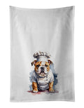 English Bulldog Chef Kitchen Towel Set of 2 White Dish Towels Decorative Bathroom Hand towel for Hand, Face, Hair, Yoga, Tea, Dishcloth, 19 X 28", White