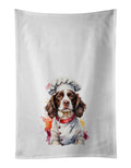 English Springer Spaniel Chef Kitchen Towel Set of 2 White Dish Towels Decorative Bathroom Hand towel for Hand, Face, Hair, Yoga, Tea, Dishcloth, 19 X 28", White