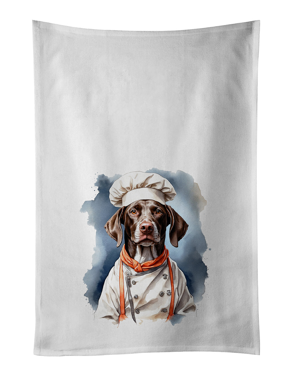 German Shorthaired Pointer Chef Kitchen Towel Set of 2 White Dish Towels Decorative Bathroom Hand towel for Hand, Face, Hair, Yoga, Tea, Dishcloth, 19 X 28", White
