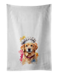 Golden Retriever Chef Kitchen Towel Set of 2 White Dish Towels Decorative Bathroom Hand towel for Hand, Face, Hair, Yoga, Tea, Dishcloth, 19 X 28", White