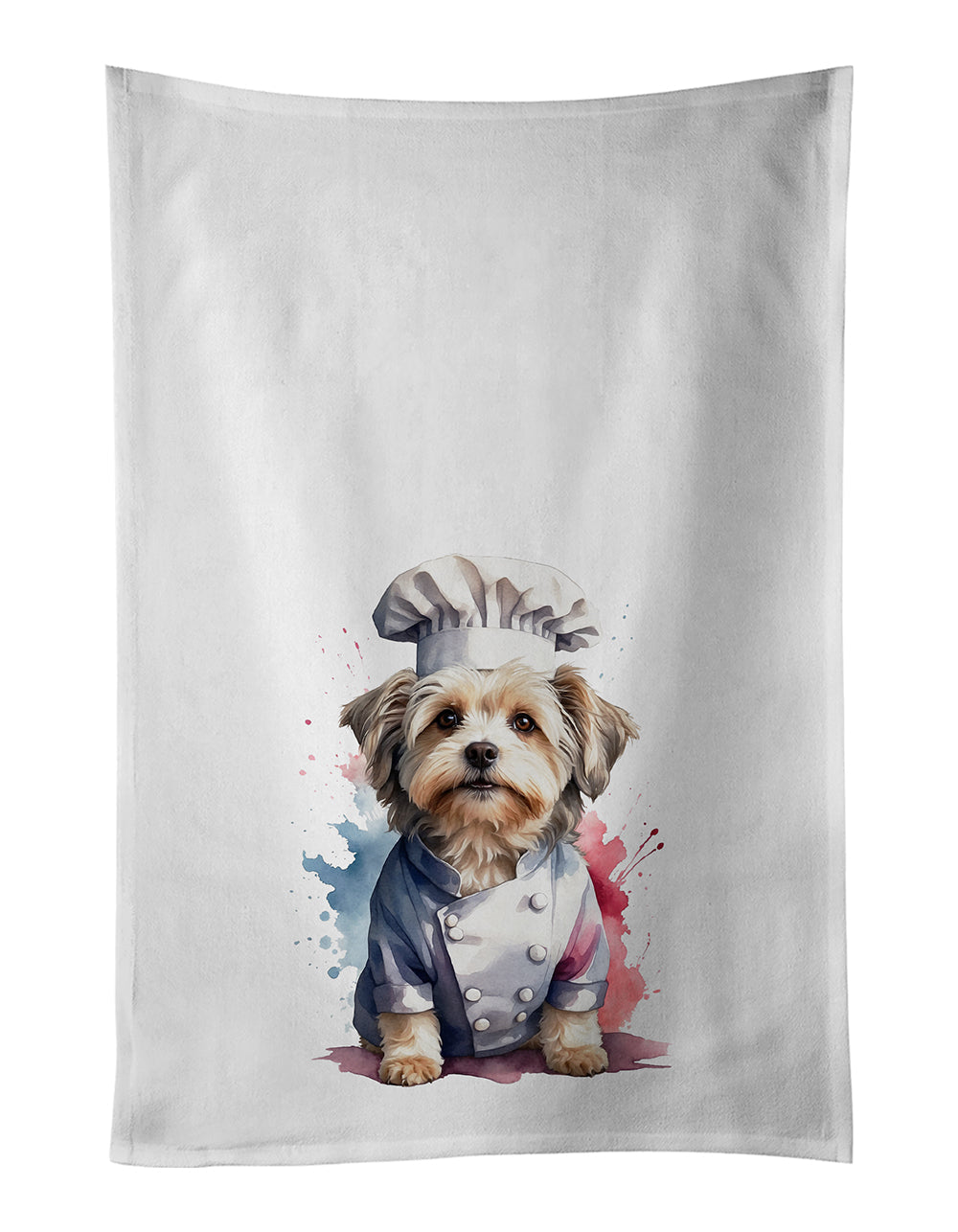 Havanese Chef Kitchen Towel Set of 2 White Dish Towels Decorative Bathroom Hand towel for Hand, Face, Hair, Yoga, Tea, Dishcloth, 19 X 28", White