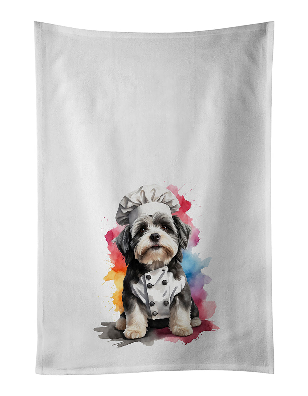 Havanese Chef Kitchen Towel Set of 2 White Dish Towels Decorative Bathroom Hand towel for Hand, Face, Hair, Yoga, Tea, Dishcloth, 19 X 28", White