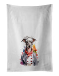 Italian Greyhound Chef Kitchen Towel Set of 2 White Dish Towels Decorative Bathroom Hand towel for Hand, Face, Hair, Yoga, Tea, Dishcloth, 19 X 28", White