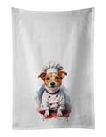 Jack Russell Terrier Chef Kitchen Towel Set of 2 White Dish Towels Decorative Bathroom Hand towel for Hand, Face, Hair, Yoga, Tea, Dishcloth, 19 X 28", White
